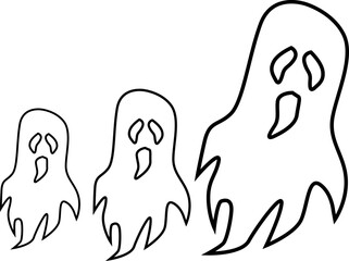 Ghosts isolated on the white background