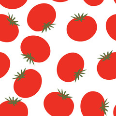 Red ripe tomatoes seamless vector pattern. Great for menus, labels, packaging.