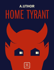 Book cover creative concept. Devil's face with houses as the eyes. Fiction or non-fiction genre. Applicable for books, posters, placards etc. Clipping mask used.