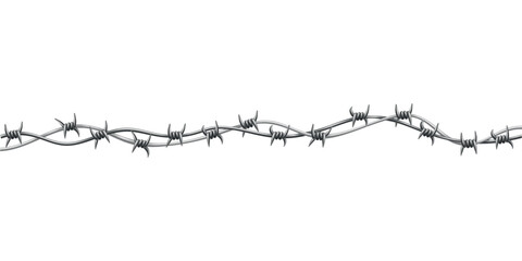 Barbed wire. Fencing strong sharply pointed element, twisted around, art pattern. Industrial barbwire, protection concept design. Modern metallic sharp element for area protection