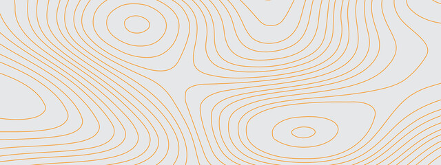 Fototapeta na wymiar Orange and white wavy abstract topographic map contour, lines Pattern background. Topographic map and landscape terrain texture grid. Wavy banner and color geometric form. Vector illustration.