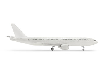 Side shot of a white airplane