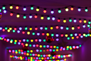 bokeh background. christmas and new year concept - Defocused abstract multicolored bokeh