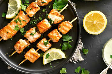 Grilled salmon skewers