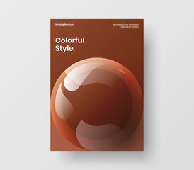 Trendy realistic balls leaflet layout. Isolated banner design vector illustration.