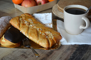 Perfect winter breakfast delicious dessert meringue cookies. Close-up.