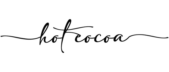 Hot cocoa - Christmas word Continuous one line calligraphy. Minimalistic handwriting with white background