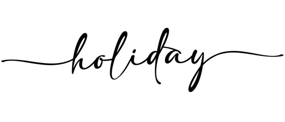 Holiday - Christmas word Continuous one line calligraphy. Minimalistic handwriting with white background