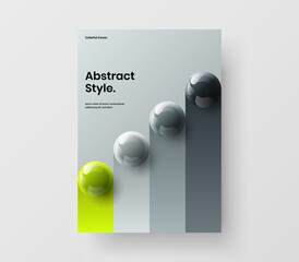 Colorful cover A4 design vector template. Multicolored 3D spheres annual report layout.