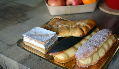 Perfect winter breakfast delicious dessert meringue cookies. Close-up.