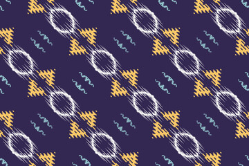 Naklejka na ściany i meble Ikat print tribal art Seamless Pattern. Ethnic Geometric Ikkat Batik Digital vector textile Design for Prints Fabric saree Mughal brush symbol Swaths texture Kurti Kurtis Kurtas