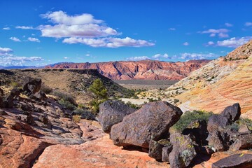Snow Canyon Views from Jones Bones hiking trail St George Utah Zion’s National Park. USA.