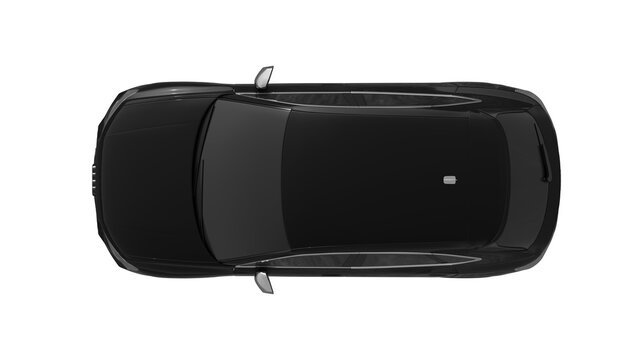 AUDI Q3 3d rendering of AUDI car on transparent PNG background, black top view