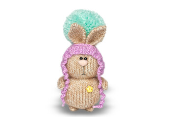 Amigurumi bunny isolated on a white background