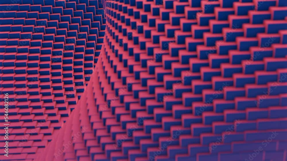 Poster 3d distortion of space with squares. design. space with curved distortion of funnel. space with squa