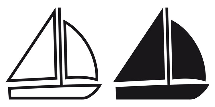 ofvs227 OutlineFilledVectorSign ofvs - sailboat vector icon . isolated transparent . sailing boat sign . adventure . black outline and filled version . AI 10 / EPS 10 . g11567