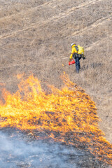 Obraz premium Firefighters fighting California Wildfire