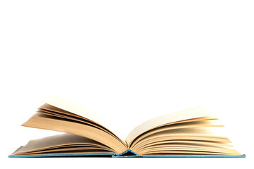 Open book isolated on white background with space for text.