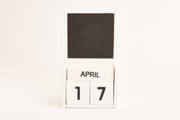 Calendar with the date April 17 and a place for designers. Illustration for an event of a certain date.