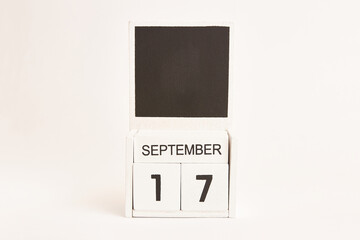 Calendar with the date September 17 and a place for designers. Illustration for an event of a certain date.