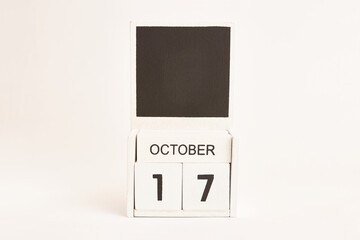 Calendar with the date October 17 and a place for designers. Illustration for an event of a certain date.