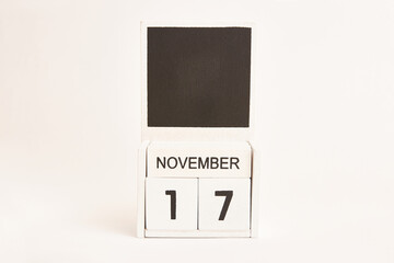 Calendar with the date November 17 and a place for designers. Illustration for an event of a certain date.