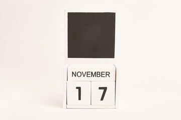 Calendar with the date November 17 and a place for designers. Illustration for an event of a certain date.