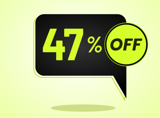 Fototapeta premium 47% off limited special offer. Banner with 47 percent off in black and yellow green neon circular balloon.