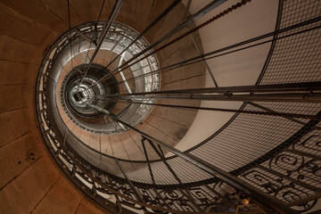 Ancient staircase inside the highest Portuguese Lighthouse "Farol da Barra", Aveiro, Portugal.