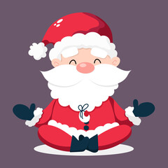 Cute meditating Santa. Santa in a lotus pose.