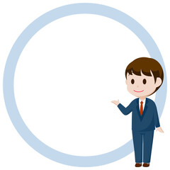 シンプルな主線なしのイラスト / スーツの男性とテキストスペース