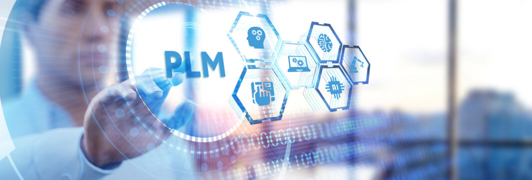 PLM Product lifecycle management system technology concept. Technology, Internet and network concept.