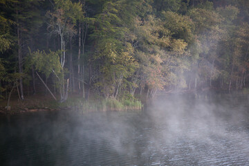 Fototapeta na wymiar Lake with a morning fog