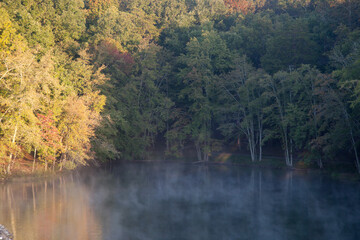 Lake with a morning fog