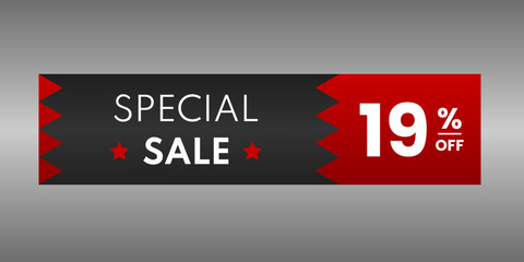 banner special sale price 19% off black and red