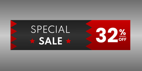 banner special sale price 32% off black and red