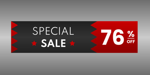 banner special sale price 76% off black and red