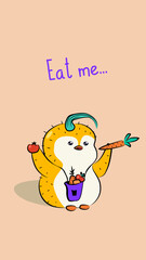 Cute cartoon of Penguin eats vegetables. concept of healthy food. Character animal. Children's illustration.