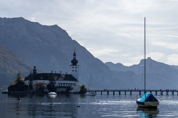 Castle on a mountain lake