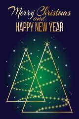 Christmas and new year card for holidays, vector illustration