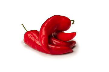 Red hot chili pepper isolated on a white background.