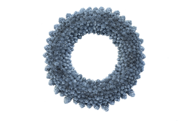 Christmas New Year's wreath of small silver cones. Isolate. Mockup