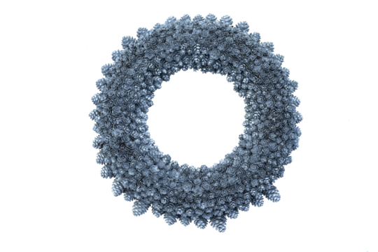 Christmas New Year's wreath of small silver cones. Isolate. Mockup