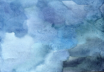 Blue purple gray hand-drawn watercolor background Hight quality