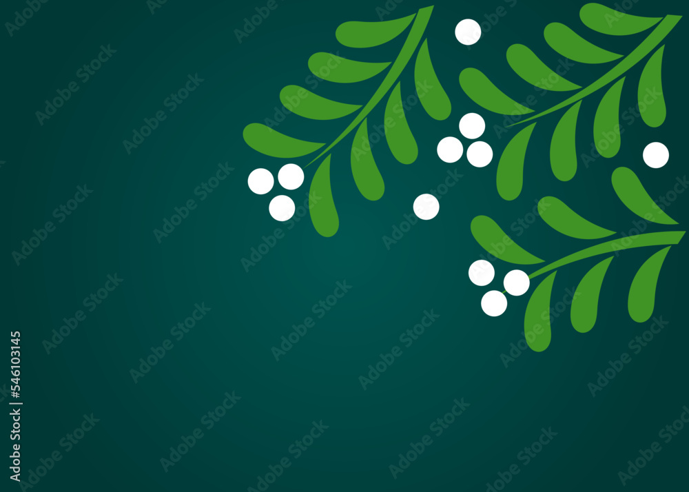 Sticker Mistletoe branches Christmas border background.