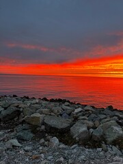 sunset over the sea at Genoa