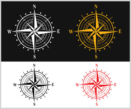 Illustration Of A Compass Rose Vector Icon, Eps 10