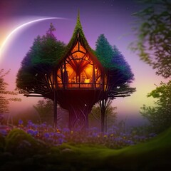 Obraz na płótnie Canvas enchanted fairy tale treehouse