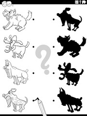 shadow game with comic dogs coloring page