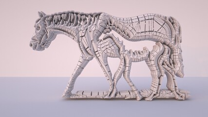 3D Illustration of a horse. Very helpful for Modelers, Artists, and Painters and they must view at maximum resolution to see minute details on this modeled horse to help them design their own version.